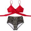 imageSUUKSESS Women Wrap Bikini Set Push Up High Waisted 2 Piece Swimsuits87 Red Leopard