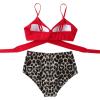 imageSUUKSESS Women Wrap Bikini Set Push Up High Waisted 2 Piece Swimsuits87 Red Leopard