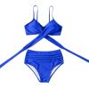 imageSUUKSESS Women Wrap Bikini Set Push Up High Waisted 2 Piece Swimsuits87 Royal Blue