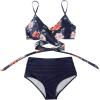 imageSUUKSESS Women Wrap Bikini Set Push Up High Waisted 2 Piece Swimsuits87 Vintage Blue Floral