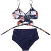 imageSUUKSESS Women Wrap Bikini Set Push Up High Waisted 2 Piece Swimsuits87 Vintage Blue Floral