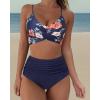 imageSUUKSESS Women Wrap Bikini Set Push Up High Waisted 2 Piece Swimsuits87 Vintage Blue Floral