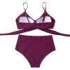 imageSUUKSESS Women Wrap Bikini Set Push Up High Waisted 2 Piece Swimsuits87 Wine Red