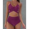 imageSUUKSESS Women Wrap Bikini Set Push Up High Waisted 2 Piece Swimsuits87 Wine Red