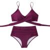 imageSUUKSESS Women Wrap Bikini Set Push Up High Waisted 2 Piece Swimsuits87 Wine Red