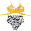 imageSUUKSESS Women Wrap Bikini Set Push Up High Waisted 2 Piece Swimsuits87 Yellow Floral