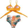 imageSUUKSESS Women Wrap Bikini Set Push Up High Waisted 2 Piece Swimsuits87 Yellow Leaves