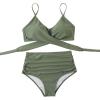 imageSUUKSESS Women Wrap Bikini Set Push Up High Waisted 2 Piece SwimsuitsArmy Green
