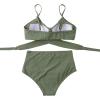 imageSUUKSESS Women Wrap Bikini Set Push Up High Waisted 2 Piece SwimsuitsArmy Green