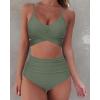 imageSUUKSESS Women Wrap Bikini Set Push Up High Waisted 2 Piece SwimsuitsArmy Green