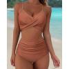 imageSUUKSESS Women Wrap Bikini Set Push Up High Waisted 2 Piece SwimsuitsBrown