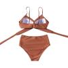 imageSUUKSESS Women Wrap Bikini Set Push Up High Waisted 2 Piece SwimsuitsBrown