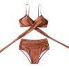imageSUUKSESS Women Wrap Bikini Set Push Up High Waisted 2 Piece SwimsuitsBrown