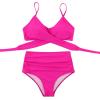 imageSUUKSESS Women Wrap Bikini Set Push Up High Waisted 2 Piece SwimsuitsHot Pink