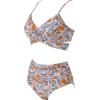 imageSUUKSESS Women Wrap Bikini Set Push Up High Waisted 2 Piece SwimsuitsYellow Floral1