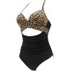 imageSUUKSESS Women Wrap Cut Out One Piece Swimsuit High Waisted Monokini Bathing Suit02 Black Leopard