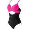 imageSUUKSESS Women Wrap Cut Out One Piece Swimsuit High Waisted Monokini Bathing Suit02 Black Pink