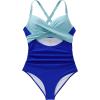 imageSUUKSESS Women Wrap Cut Out One Piece Swimsuit High Waisted Monokini Bathing Suit02 Blue Block
