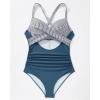 imageSUUKSESS Women Wrap Cut Out One Piece Swimsuit High Waisted Monokini Bathing Suit02 Blue Striped