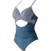 imageSUUKSESS Women Wrap Cut Out One Piece Swimsuit High Waisted Monokini Bathing Suit02 Blue Striped