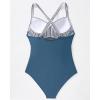 imageSUUKSESS Women Wrap Cut Out One Piece Swimsuit High Waisted Monokini Bathing Suit02 Blue Striped