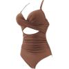 imageSUUKSESS Women Wrap Cut Out One Piece Swimsuit High Waisted Monokini Bathing Suit02 Brown