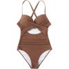imageSUUKSESS Women Wrap Cut Out One Piece Swimsuit High Waisted Monokini Bathing Suit02 Brown