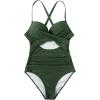 imageSUUKSESS Women Wrap Cut Out One Piece Swimsuit High Waisted Monokini Bathing Suit02 Deep Green