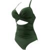 imageSUUKSESS Women Wrap Cut Out One Piece Swimsuit High Waisted Monokini Bathing Suit02 Deep Green