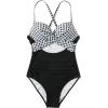 imageSUUKSESS Women Wrap Cut Out One Piece Swimsuit High Waisted Monokini Bathing Suit02 Gingham Black
