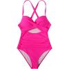 imageSUUKSESS Women Wrap Cut Out One Piece Swimsuit High Waisted Monokini Bathing Suit02 Hot Pink