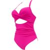imageSUUKSESS Women Wrap Cut Out One Piece Swimsuit High Waisted Monokini Bathing Suit02 Hot Pink