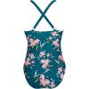 imageSUUKSESS Women Wrap Cut Out One Piece Swimsuit High Waisted Monokini Bathing Suit02 Peacock Blue Floral