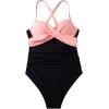imageSUUKSESS Women Wrap Cut Out One Piece Swimsuit High Waisted Monokini Bathing Suit02 Pink Black