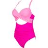 imageSUUKSESS Women Wrap Cut Out One Piece Swimsuit High Waisted Monokini Bathing Suit02 Pink Color Block