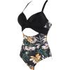 imageSUUKSESS Women Wrap Cut Out One Piece Swimsuit High Waisted Monokini Bathing Suit02 Retro Floral Black