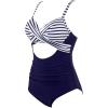 imageSUUKSESS Women Wrap Cut Out One Piece Swimsuit High Waisted Monokini Bathing Suit02 White Blue Stripe