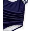 imageSUUKSESS Women Wrap Cut Out One Piece Swimsuit High Waisted Monokini Bathing Suit02 White Blue Stripe