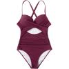 imageSUUKSESS Women Wrap Cut Out One Piece Swimsuit High Waisted Monokini Bathing Suit02 Wine Red