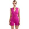imageSUUKSESS Women Zip Up Sexy Rompers Ribbed Seamless Padded Workout Romper1 Hot Pink