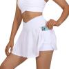 imageSUUKSESS Womens Pleated Tennis Skirt Crossover High Waisted Mesh Golf Skorts1 White