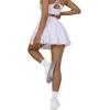 imageSUUKSESS Womens Pleated Tennis Skirt Crossover High Waisted Mesh Golf Skorts1 White