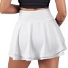 imageSUUKSESS Womens Pleated Tennis Skirt Crossover High Waisted Mesh Golf Skorts4 Layered White