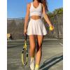 imageSUUKSESS Womens Pleated Tennis Skirt Crossover High Waisted Mesh Golf Skorts4 Layered White