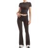 imageSUUKSESS Women 2 Piece Lounge Sets Going Out Y2K Foldover Pants Matching PajamasChocolate