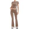 imageSUUKSESS Women 2 Piece Lounge Sets Going Out Y2K Foldover Pants Matching PajamasKhaki
