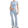 imageSUUKSESS Women 2 Piece Lounge Sets Going Out Y2K Foldover Pants Matching PajamasLight Blue