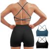 imageSUUKSESS Women 2 Piece Open Back Sports Bra Pack Strappy Workout Gym Yoga Crops1 Pack Blue  Black