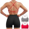 imageSUUKSESS Women 2 Piece Open Back Sports Bra Pack Strappy Workout Gym Yoga Crops1 Pack Red  Grey