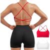 imageSUUKSESS Women 2 Piece Open Back Sports Bra Pack Strappy Workout Gym Yoga Crops1 Pack Red  White